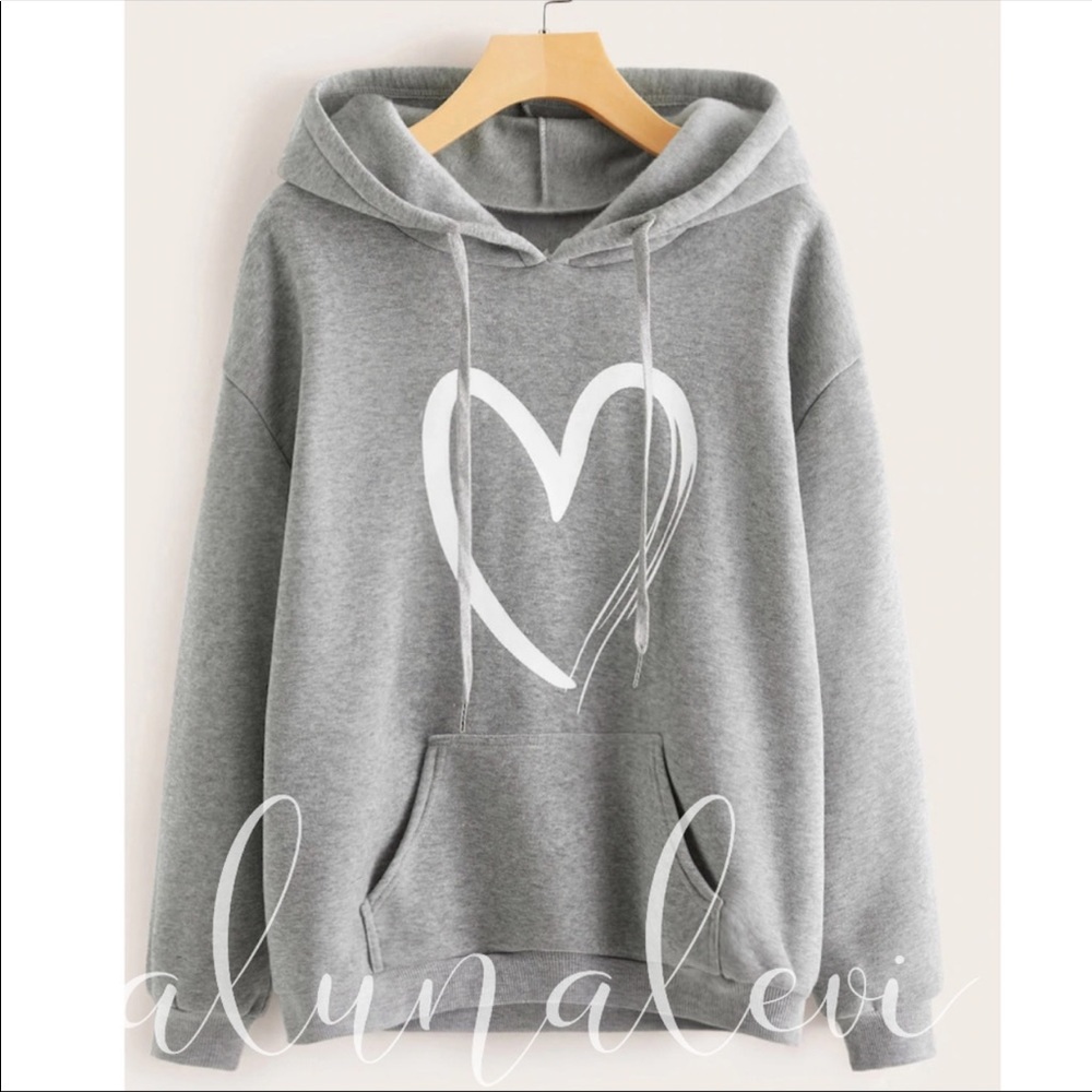 NWT.  GREY HEART HOODY SWEATSHIRTS